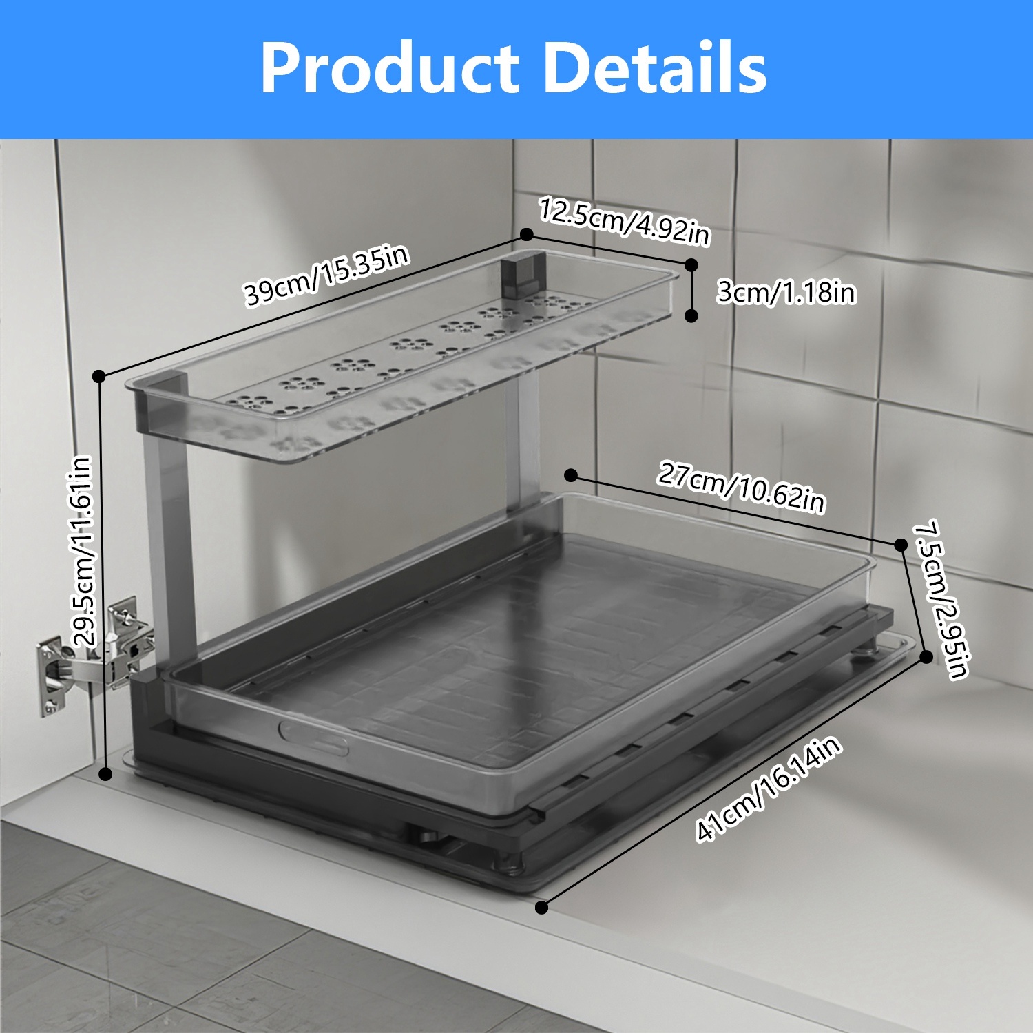 2-Tier Pull Out Under Sink Organizer - Sliding Cabinet Storage - Image 8