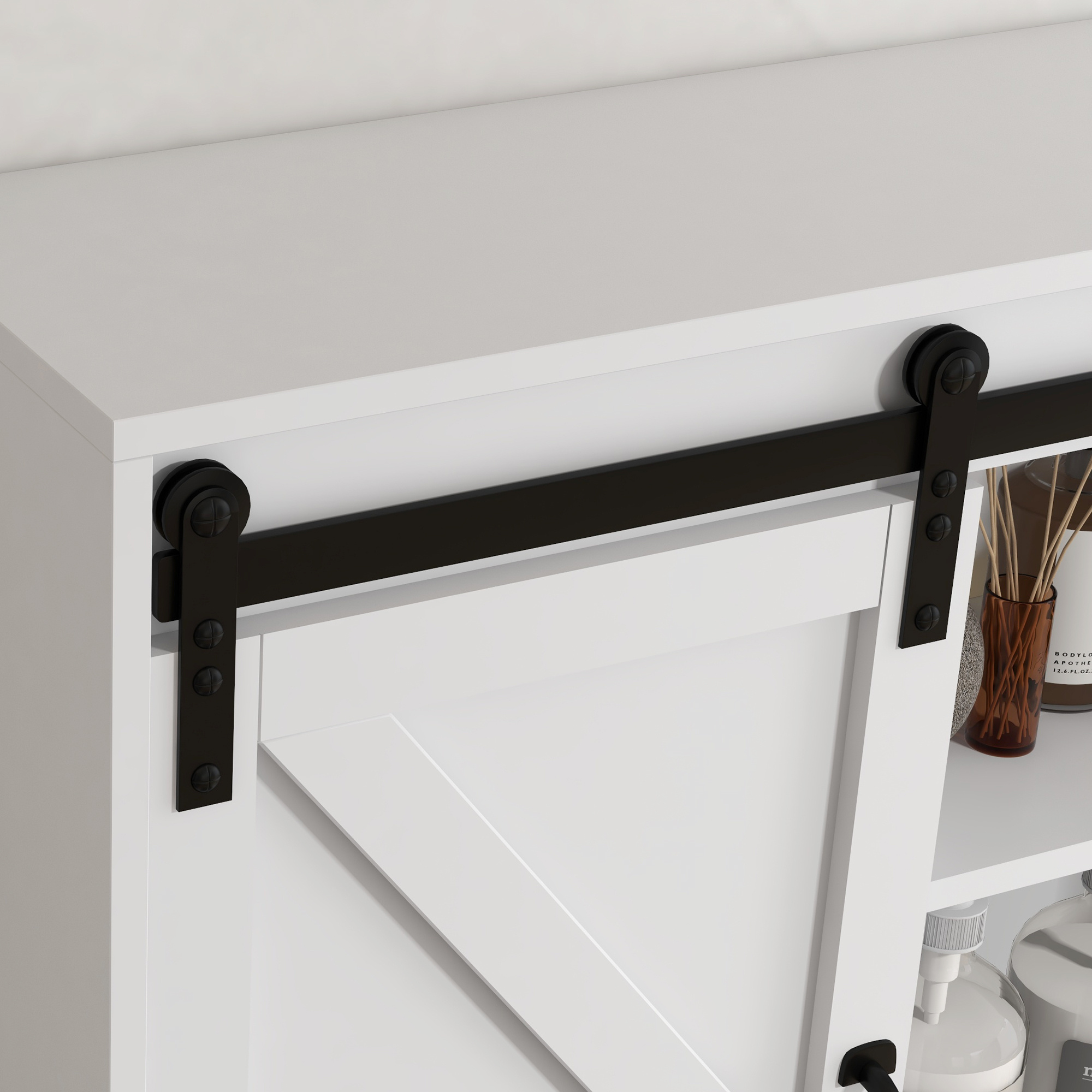 Bathroom Medicine Cabinet, Wall Cabinet with Sliding Door and Adjustable Shelf, 22.75" x 7.75" x 24.5", White - Image 7