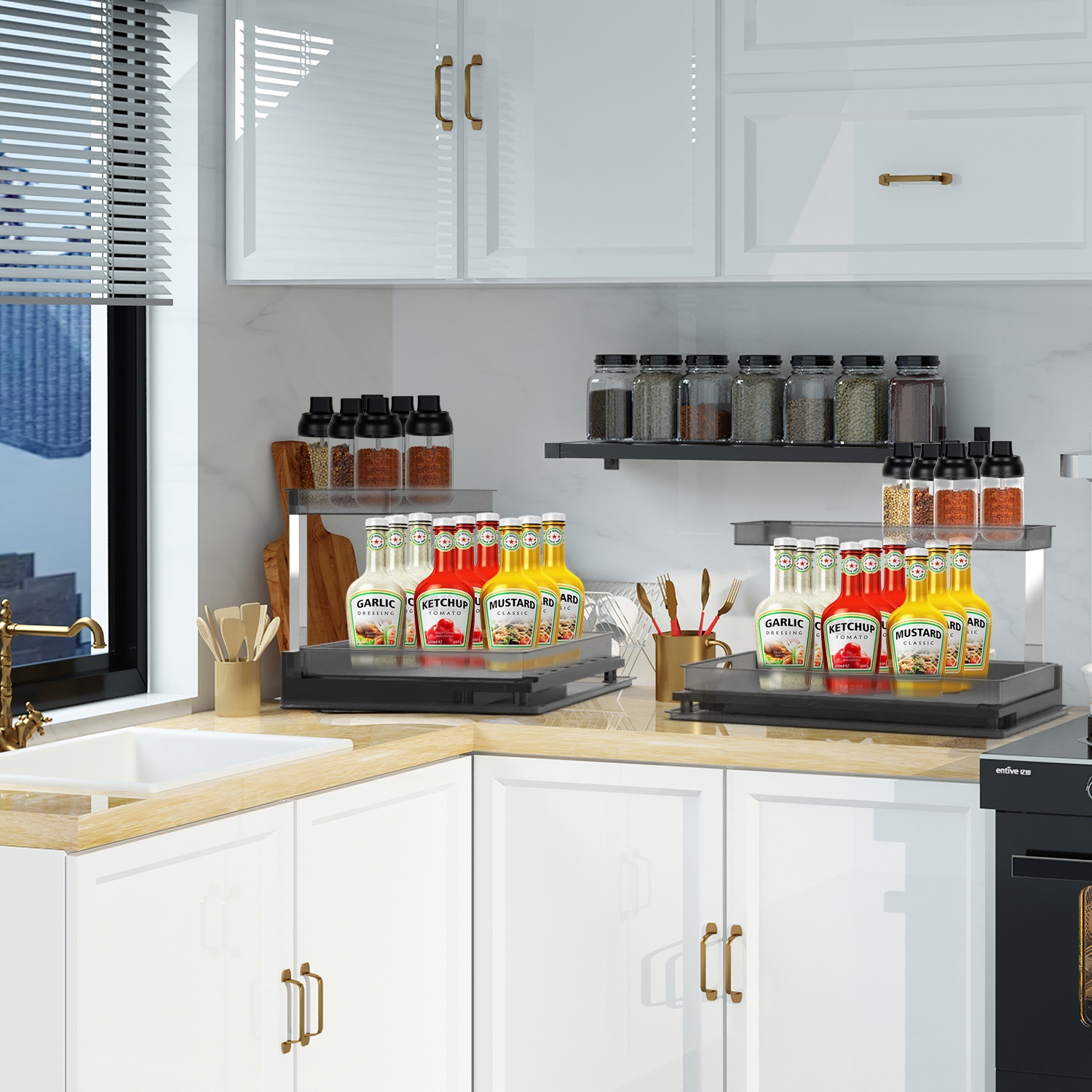 2-Tier Pull Out Under Sink Organizer - Sliding Cabinet Storage - Image 3