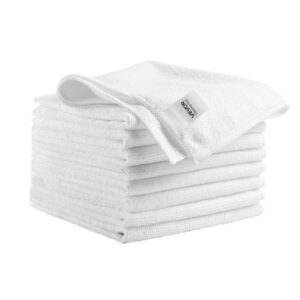 50 Pack White Microfiber Cleaning Cloths 12x12 in - lint-free absorbent towels