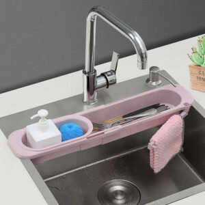 Adjustable Telescopic Sink Rack – Sponge & Soap Holder Organizer