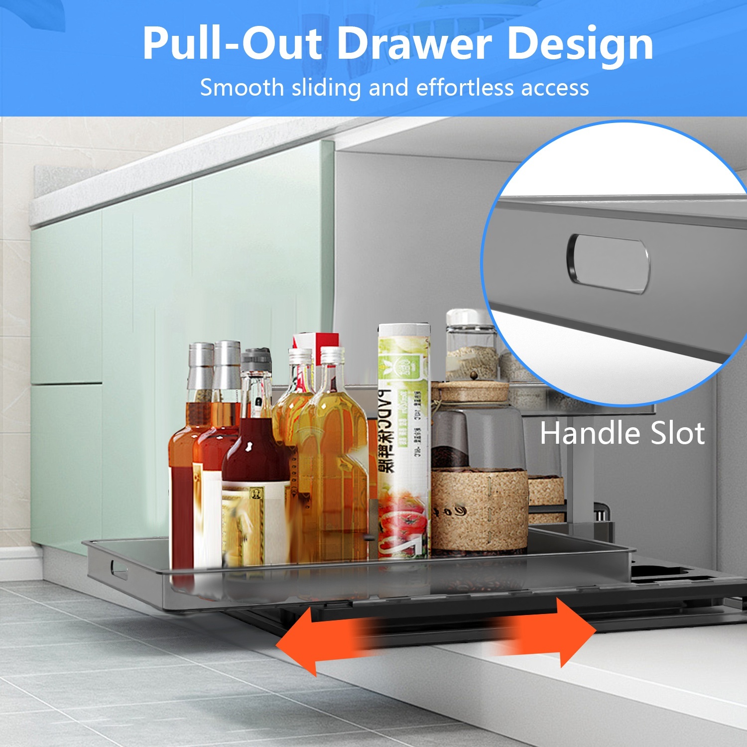 2-Tier Pull Out Under Sink Organizer - Sliding Cabinet Storage - Image 7