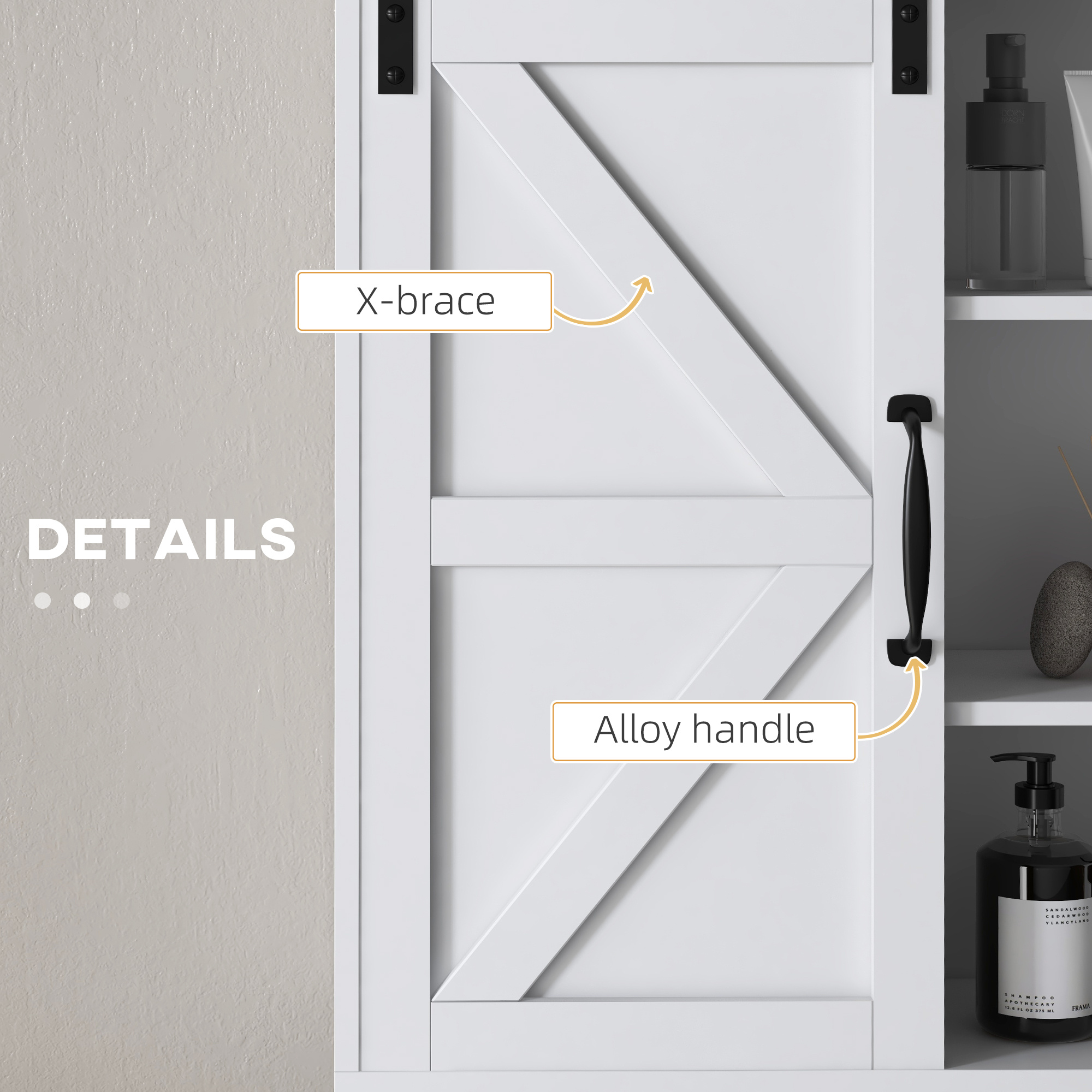 Bathroom Medicine Cabinet, Wall Cabinet with Sliding Door and Adjustable Shelf, 22.75" x 7.75" x 24.5", White - Image 6