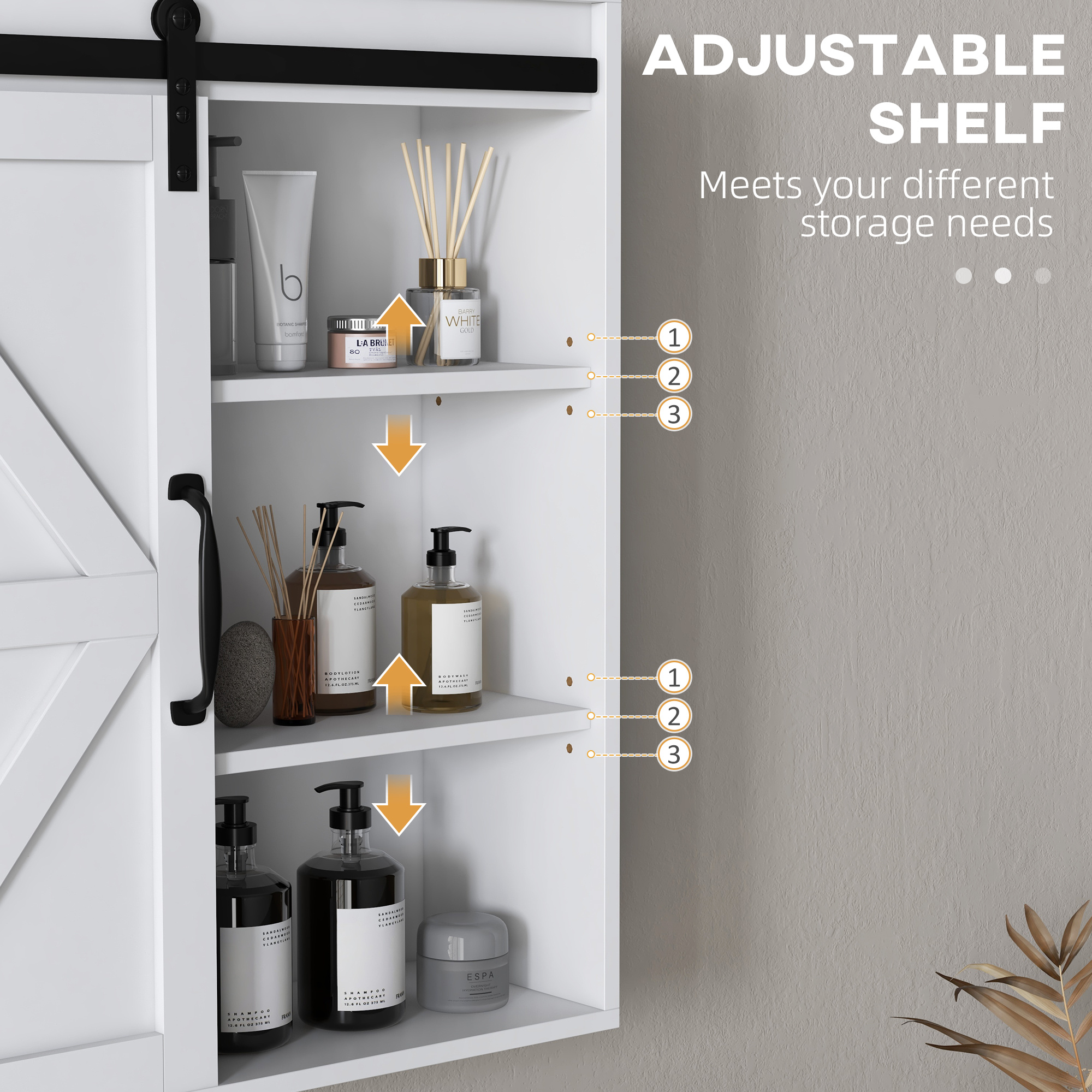 Bathroom Medicine Cabinet, Wall Cabinet with Sliding Door and Adjustable Shelf, 22.75" x 7.75" x 24.5", White - Image 5