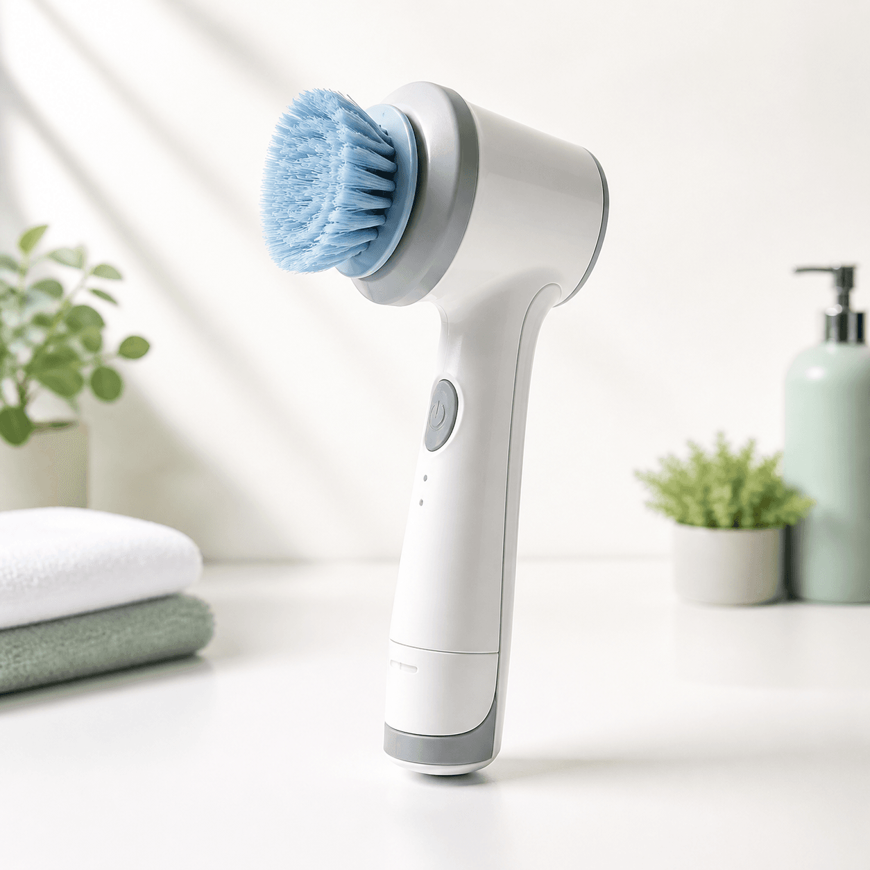 Electric spin scrubber for kitchen and bathroom cleaning
